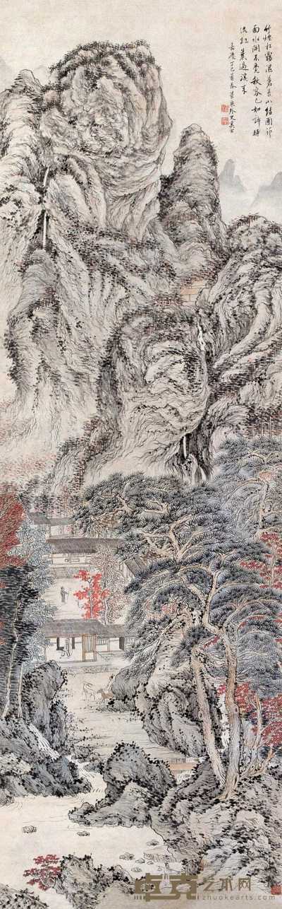 奚冈 1797年作 松霭苍苔图 立轴 171.5×55cm
